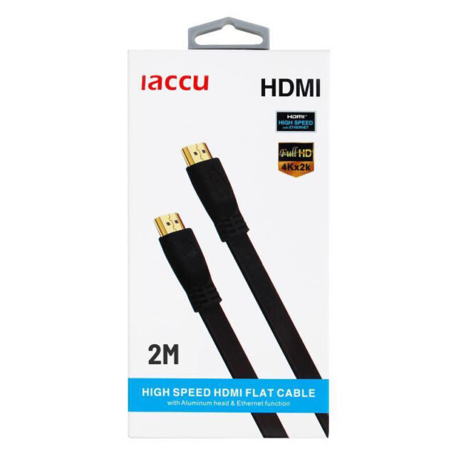 Flachband 4K Full-HD High Speed HDMI Kabel mit Ethernet (2m)