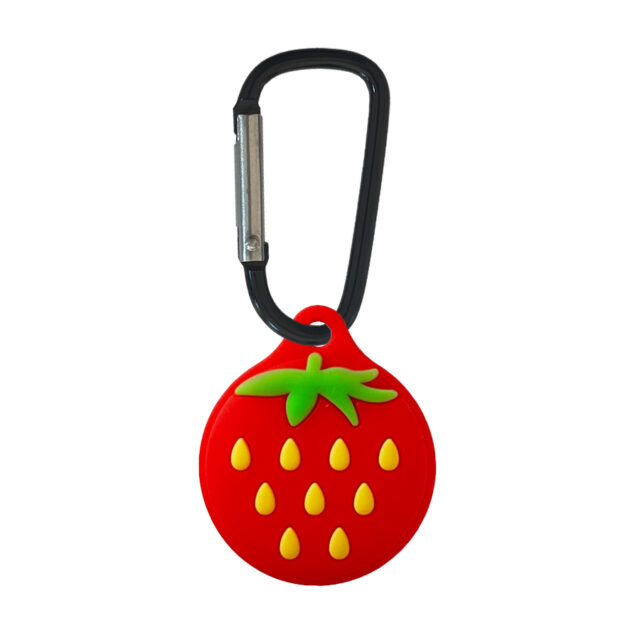 AirTag Anhänger aus Silikon (Erdbeere) mit Karabiner