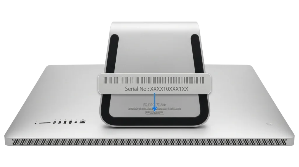 iMac A-Modellnummer auf dem Standfuß