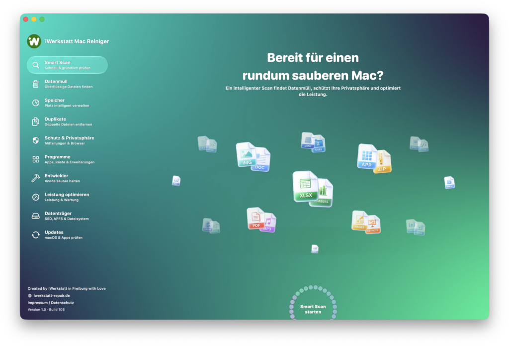 Smart Scan zum Aufräumen des Macs mit iWerkstatt Mac Reiniger