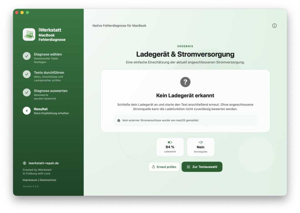 MacBook Ladegerät und Stromversorgung Diagnose