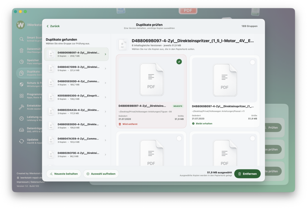 Doppelte Dateien und Duplikate auf dem Mac finden