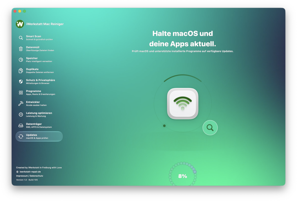 App-Updates auf dem Mac mit iWerkstatt Mac Reiniger prüfen